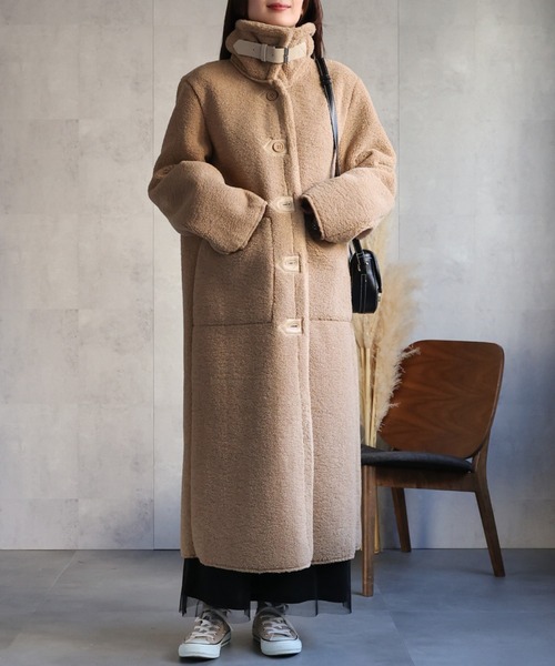 sakishimatokyo ムートンコート ボアコート シングルブレスト