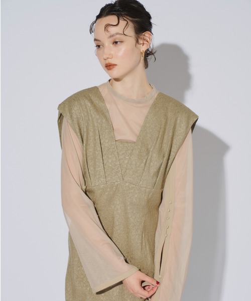 ANDRESD ドレス Vラインジャガードドレス / V line jacquard dress