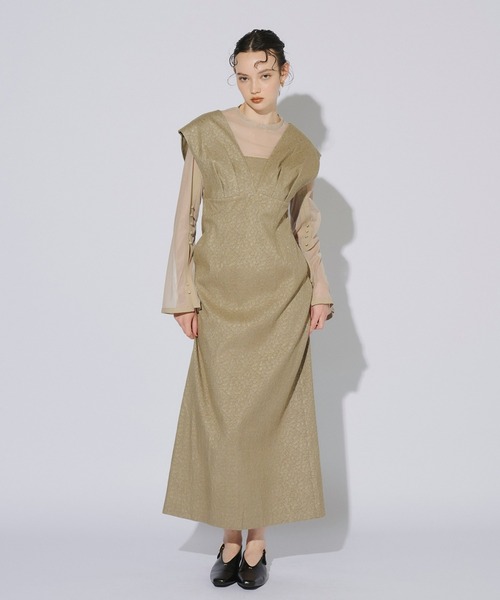 ANDRESD ドレス Vラインジャガードドレス / V line jacquard dress