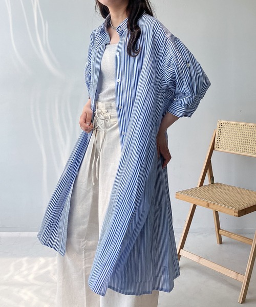 AS KNOW AS（アズノゥアズ） シャツワンピース 異素材合わせて7分袖