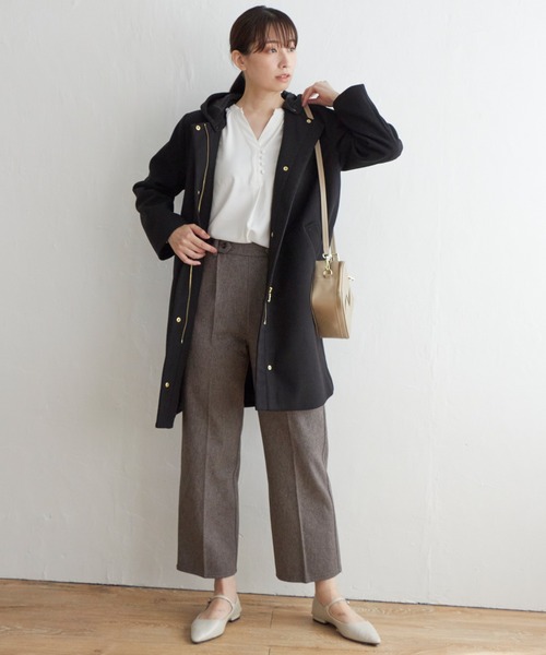 IKKA LOUNGE コート アウター ウールライクフード取り外しコート