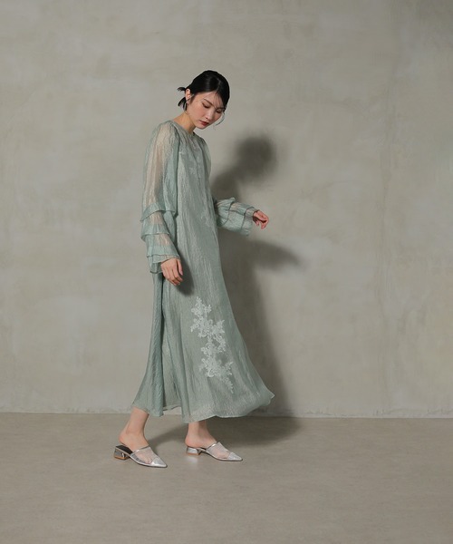 Kana ドレス モチーフレース シアー ワンピース パーティードレス 結婚