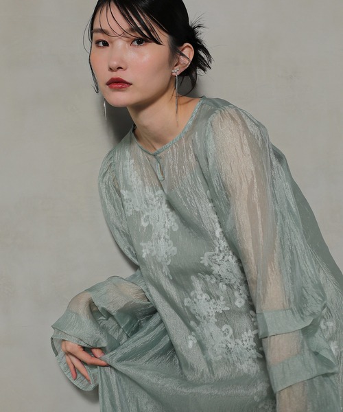 Kana ドレス モチーフレース シアー ワンピース パーティードレス 結婚