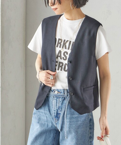 SHIPS（シップス） ベスト ジレ 「手洗い可能」Asami 麻調合繊