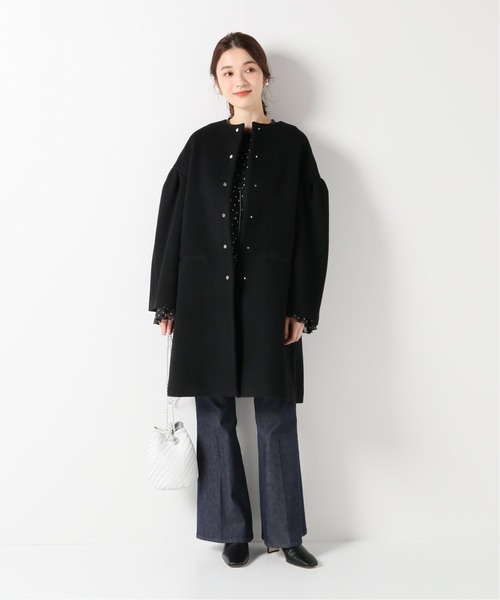 IENA（イエナ） ノーカラーコート 38 ブルー レディース : ZOZOTOWN