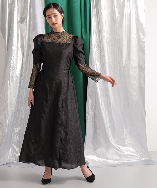 Callarus ドレス 「Callarus」スタンドカラー裾ドロスト2WAYデザイン