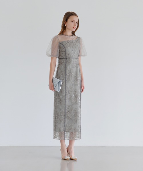 Leja（レジャ） ドレス 「LEJA」アシンメトリーシアーフラワードレス