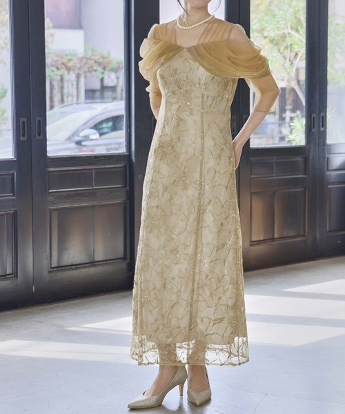 GIRL DRESS FOR NOW ドレス チュール ドレープ スパンコール ドレス