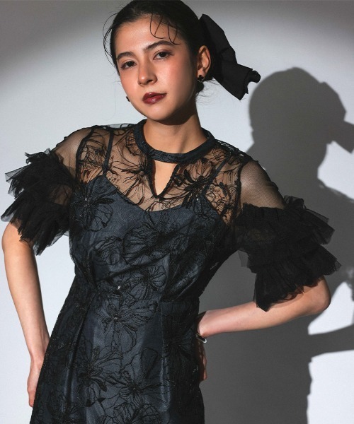 DONOBAN（ドノバン） ドレス 「ANDRESD」key neck embroidery dress