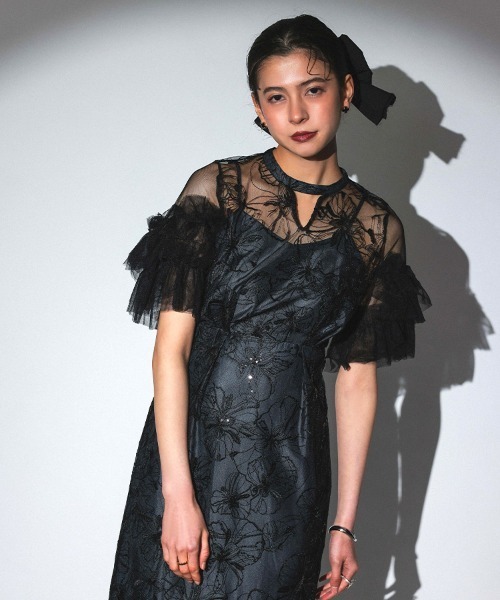 DONOBAN（ドノバン） ドレス 「ANDRESD」key neck embroidery dress