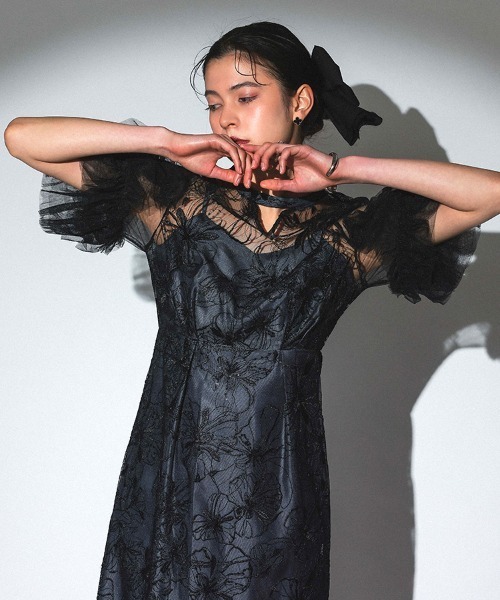 DONOBAN（ドノバン） ドレス 「ANDRESD」key neck embroidery dress
