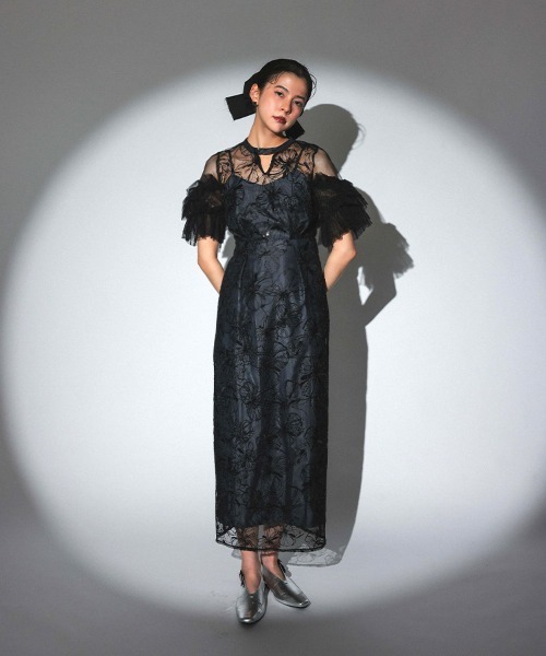 DONOBAN（ドノバン） ドレス 「ANDRESD」key neck embroidery dress