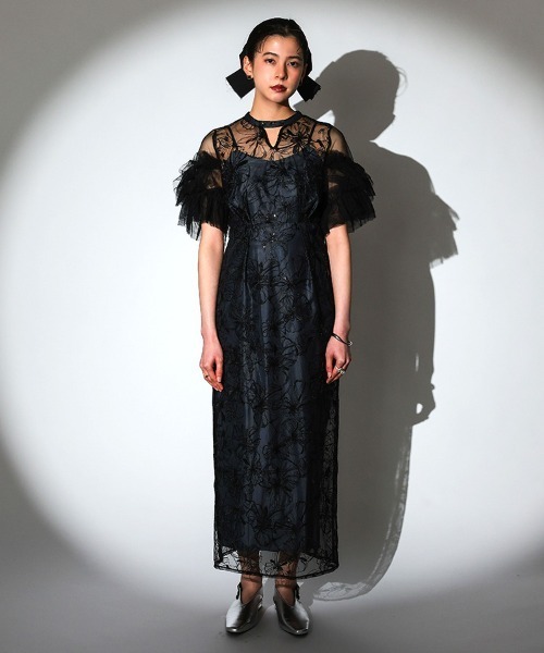 DONOBAN（ドノバン） ドレス 「ANDRESD」key neck embroidery dress