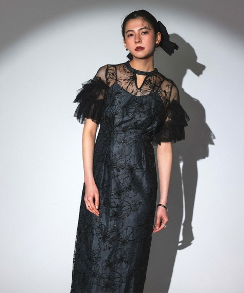 DONOBAN（ドノバン） ドレス 「ANDRESD」key neck embroidery dress