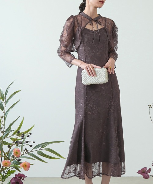 Kana ドレス 3way レースボレロセット フレア パーティー ドレス 2点