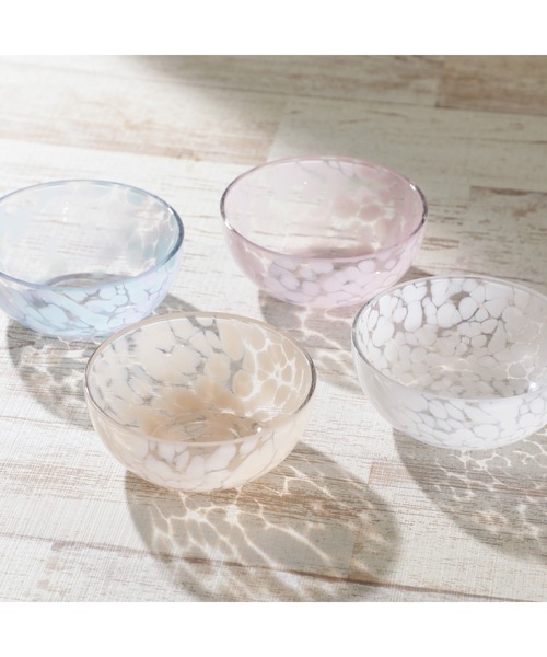 ピンクフリルエッジガラスボウル 20cm クリアボウルカラー12.5cm10枚