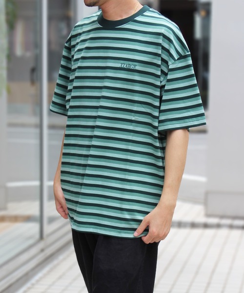 XLARGE（エクストラ ラージ） tシャツ STRIPED S/S TEE 胸元刺繍
