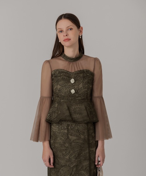 Leja（レジャ） ドレス 「LEJA」スパンコール刺繍ビジューボタンフレア