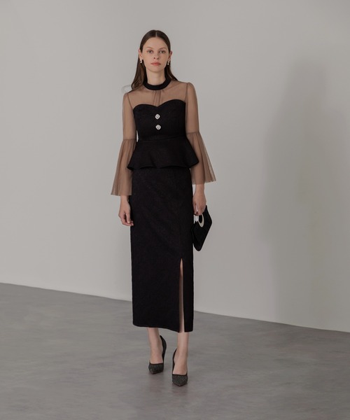 Leja（レジャ） ドレス 「LEJA」スパンコール刺繍ビジューボタンフレア