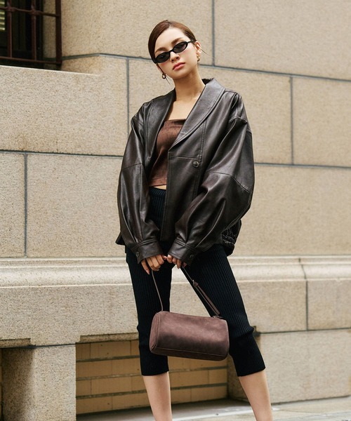 KINO THE KEI コート アウター ショールカラー レザー ブルゾン