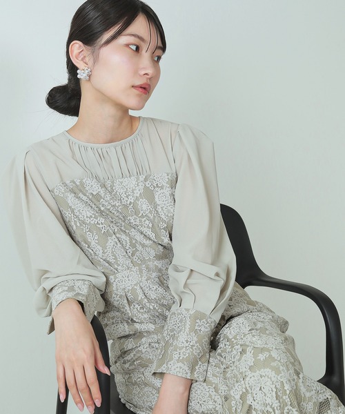 Kana パンツドレス フラワーレース ワイドシルエット オールインワン