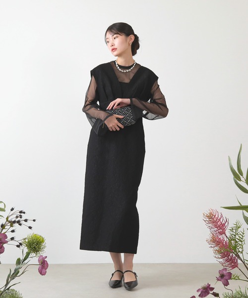 Kana ドレス ジャガード ワンピース チュール トップス セット