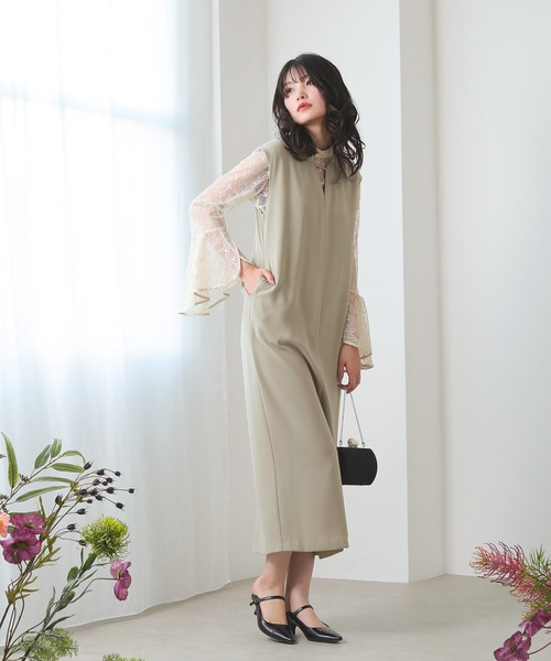 Kana ドレス ベルスリーブ スリット 2way ワンピース デイリー