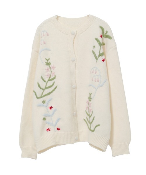 カーディガン フラワー刺繍ニットカーディガン レディース : ZOZOTOWN