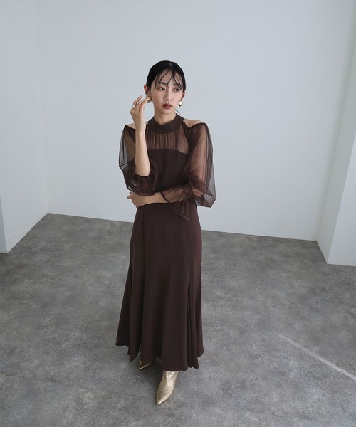 atlo（アトロ） ドレス 袖あり＆ロング パーティードレス チュール