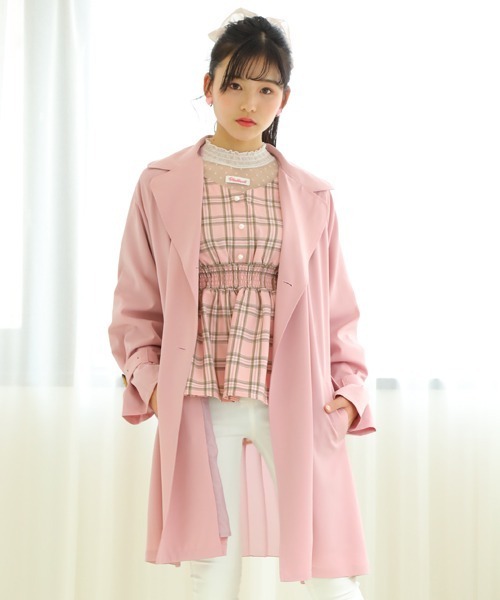 ピンクの花柄コート 18号 アトリエgg ピンクの花柄コート 18号