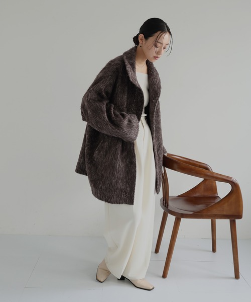 hellam（ヘラム） ステンカラーコート コート シャギースタンドカラー