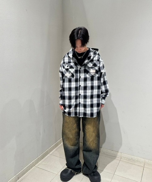 MEMORY パーカー 「MEMORY」オンブレチェック シャツパーカー / Ombre