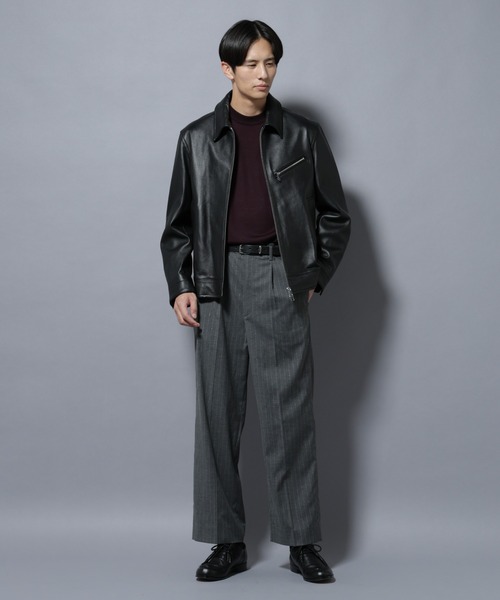 極上ラムレザー】ナノユニバース シングルライダースジャケット 羊革