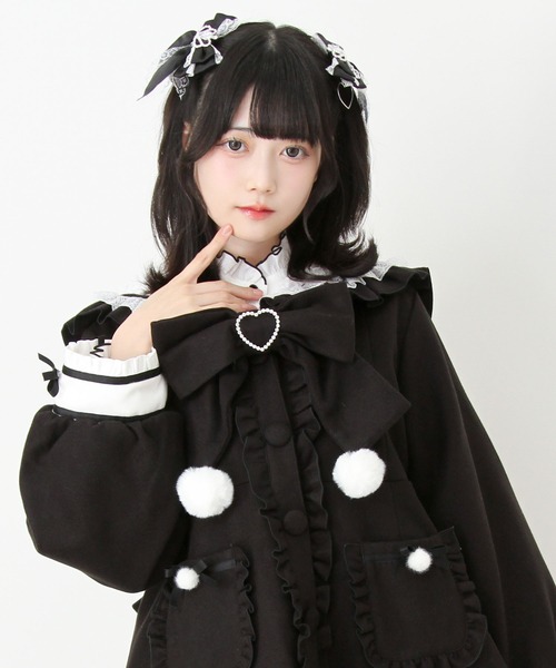DearMyLove ステンカラーコート コート ポンポンリボンセーラー襟