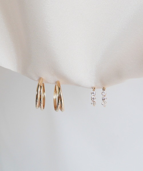 NOIR DE POUPEE（ノワールドプーペ） ピアス K10 2連 フープピアス