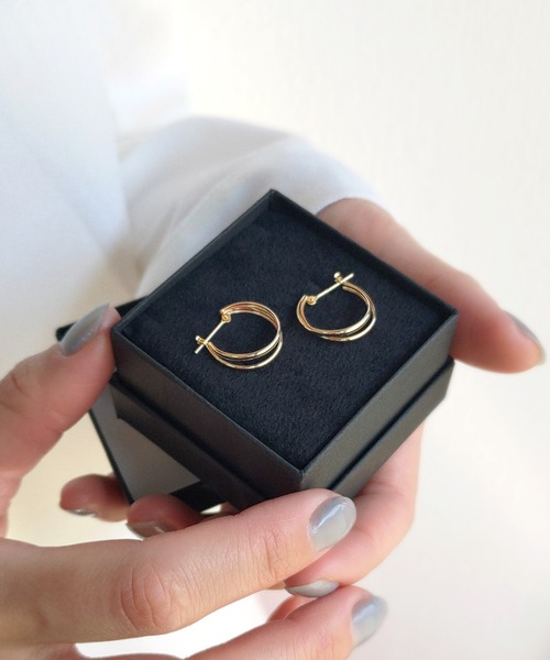 NOIR DE POUPEE（ノワールドプーペ） ピアス K10 2連 フープピアス