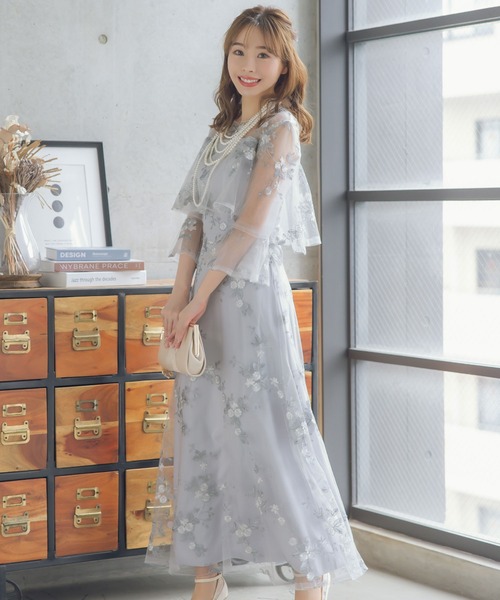 Retica（レティカ） ワンピース パーティー ドレス 二次会 花柄刺繍 七