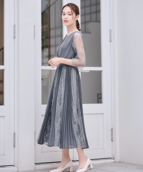 DRESS+（ドレスプラス） ドレス レースシフォンドッキングワンピース