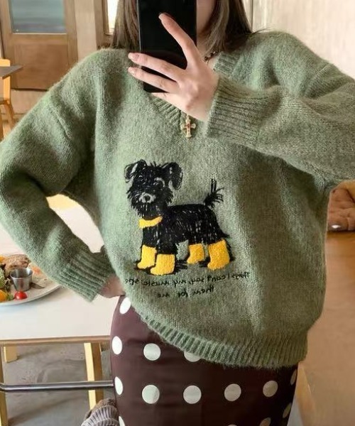 英字柄裏毛ニットの犬の服 英字柄裏毛ニットの犬の服 2024新作】選べる