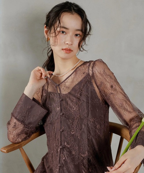 Kana ドレス 総レース ティアード Aライン ワンピースドレス