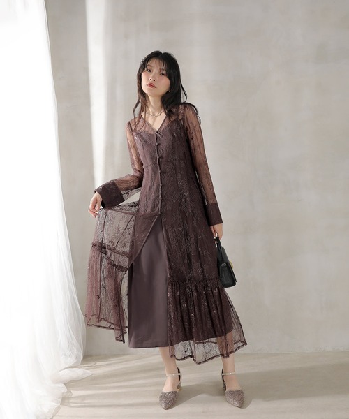 Kana ドレス 総レース ティアード Aライン ワンピースドレス