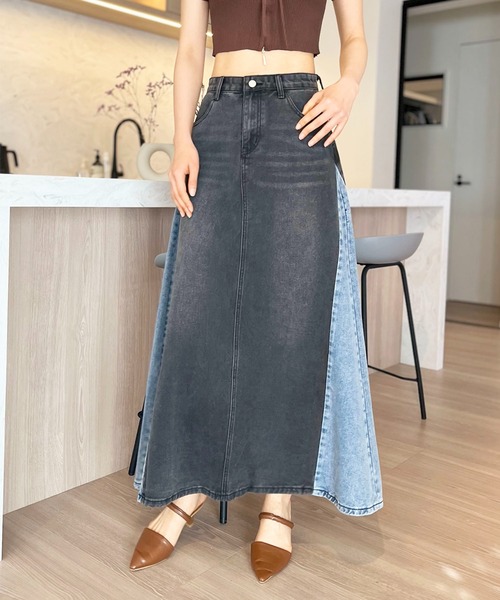 Jewelobe（ジュエローブ） デニムスカート サイド配色デニムフレア