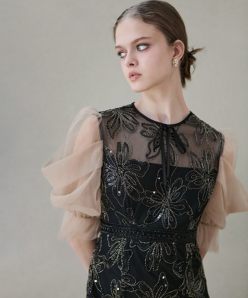 Leja（レジャ） ドレス 「LEJA」スパンコールフラワーリボンチュール