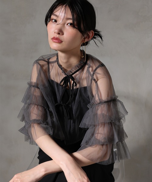 Kana ドレス 「低身長用サイズあり」チュール ティアード ボレロ 3way