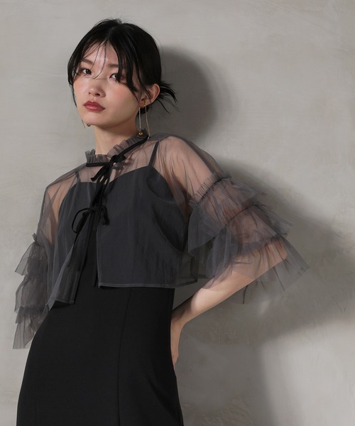 Kana ドレス 「低身長用サイズあり」チュール ティアード ボレロ 3way