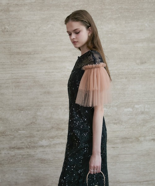 Leja（レジャ） ドレス 「LEJA」フラワースパンコールチュールスリーブ