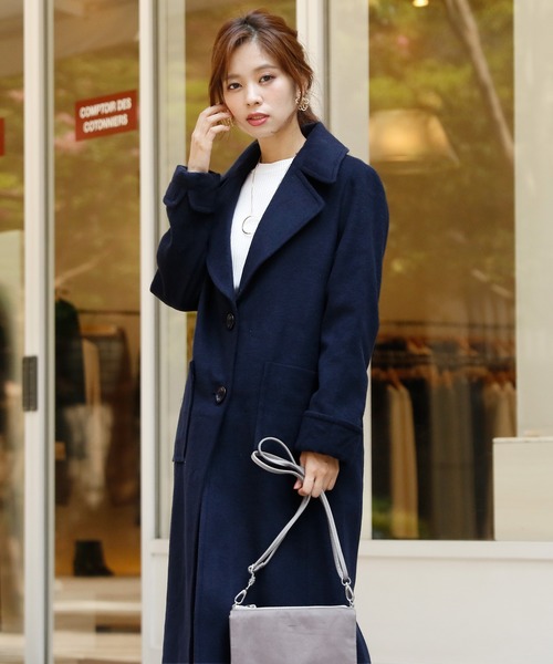 ElegChic コート チェスターコート ビッグポケットロングチェスター