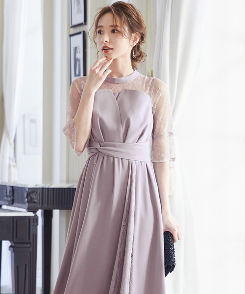 niana（ニアナ） ドレス ビスチェ風ハイネックレース結婚式ワンピース