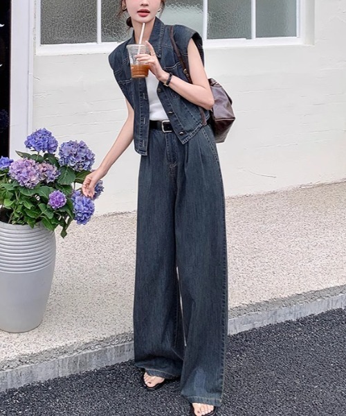 Aelina セットアップ デニムセットアップ レディース : ZOZOTOWN Yahoo