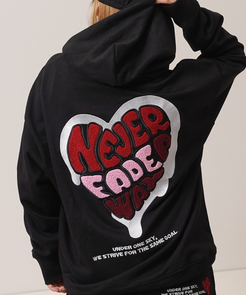 パーカー ハート サガラ刺繍 スウェットパーカー「セットアップ 可能